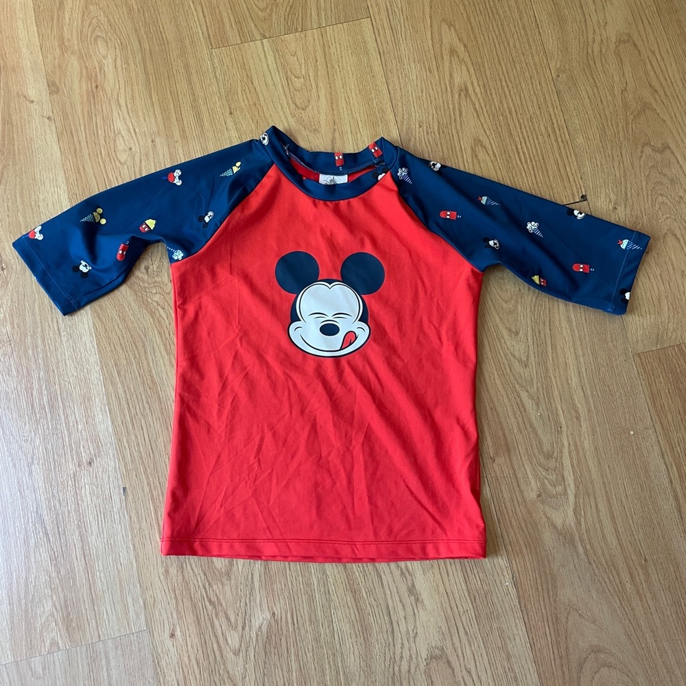 Disney Red and Blue Rashguard Swim Shirt with Star Sleeves